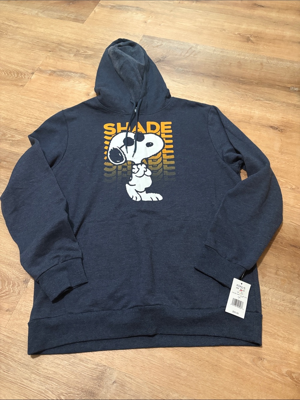 Unisex Peanuts Snoopy Joe Cool “Shade” Crewneck Navy Hoodie Large